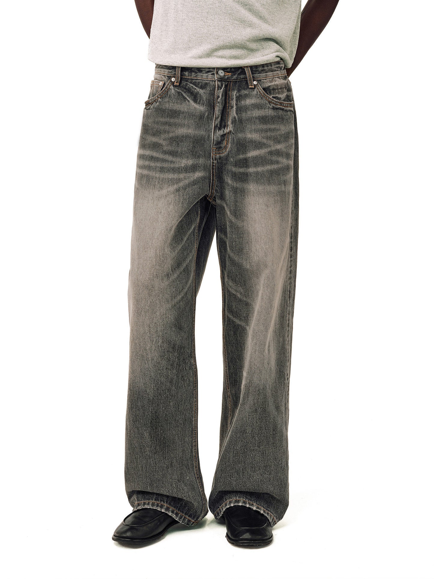 Unwashed denim pants