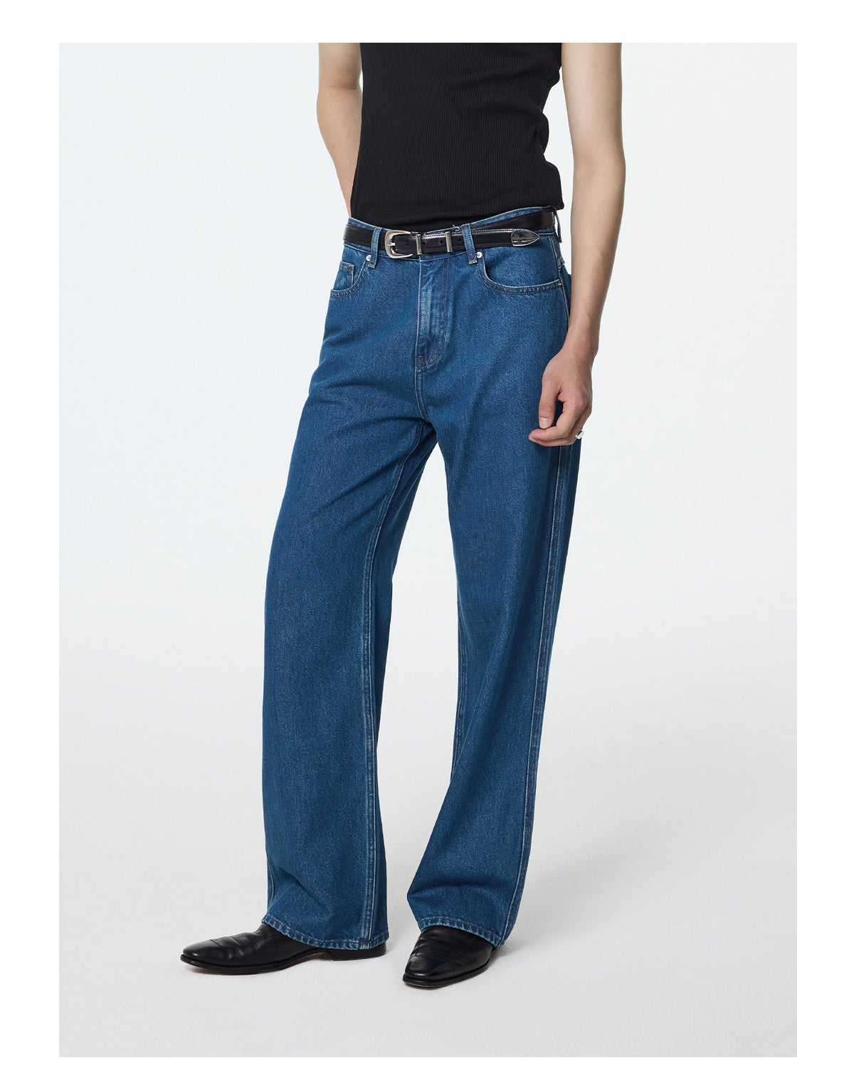 Tailored Washed Straight-Leg Jeans