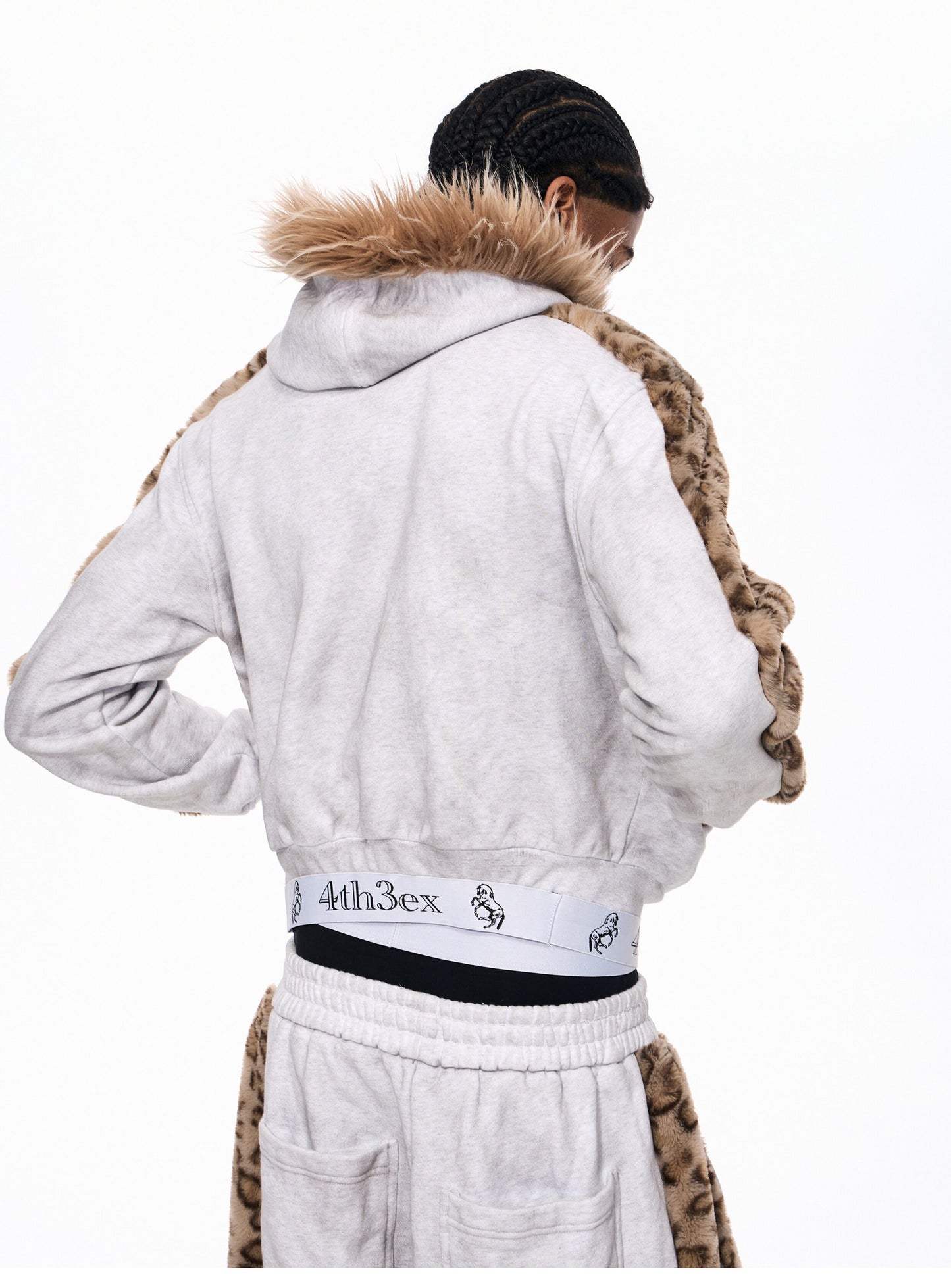 Leopard Print Fur Collar Sweatshirt