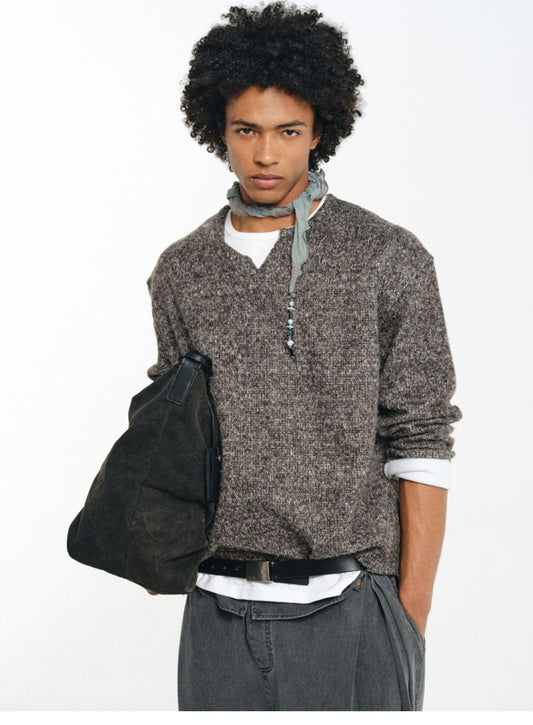 Wool Blend Faux Two-Piece Knit