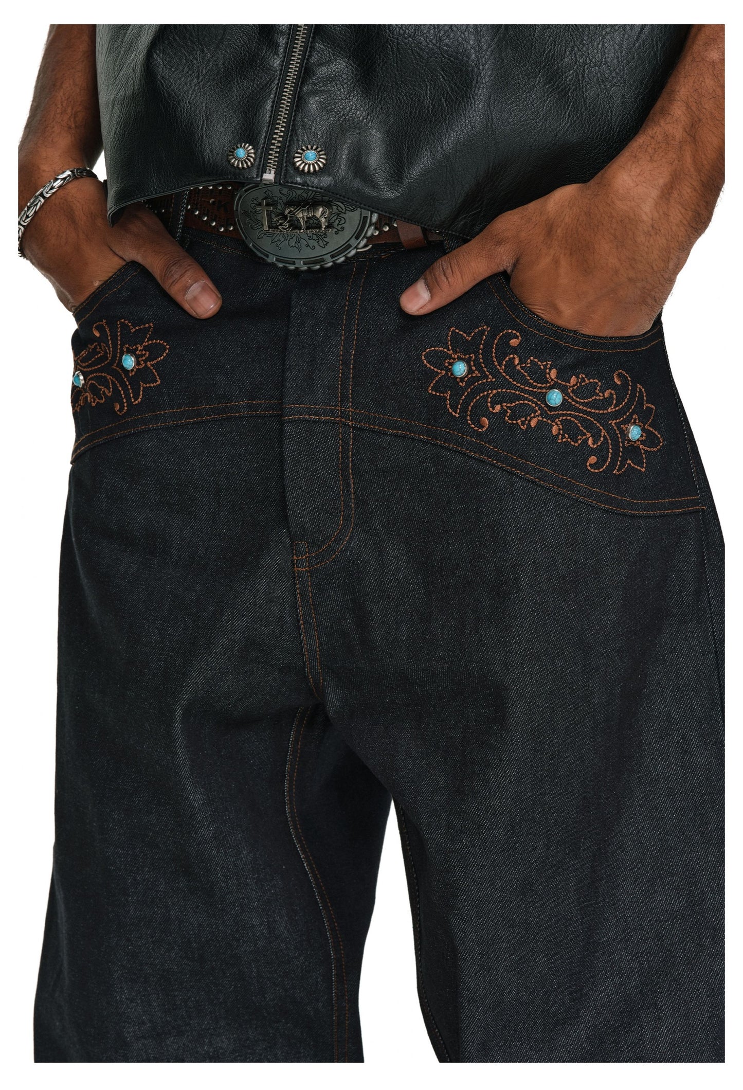 Embroidered Stone Jeans