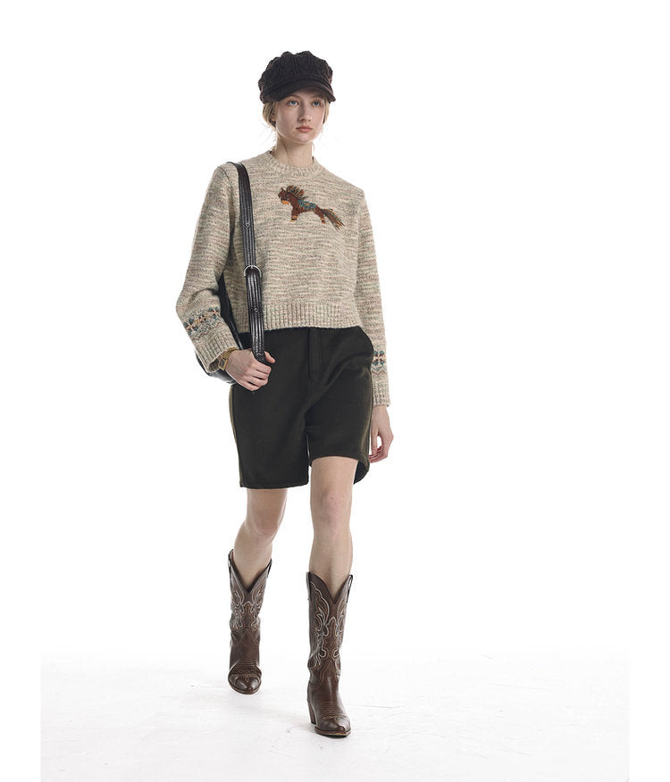 Unisex Tassel Jacquard Pony Sweater