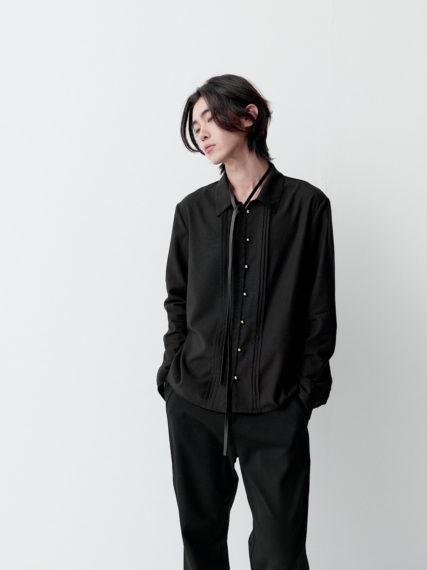Shirt with metal buttons