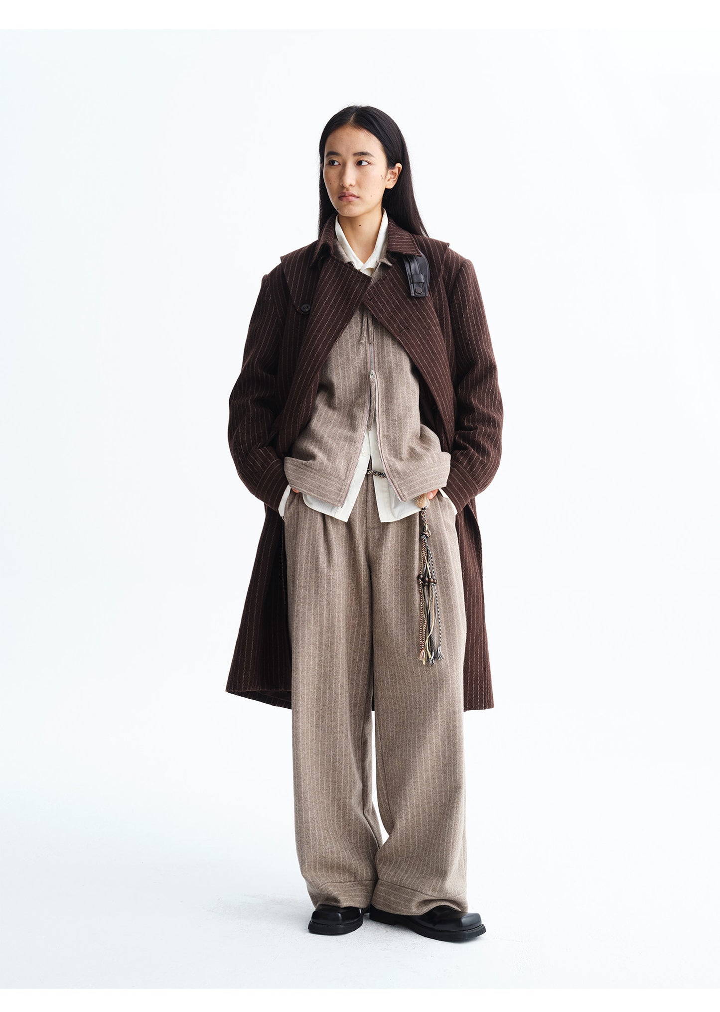 Wool Loose Straight Leg Casual Pants