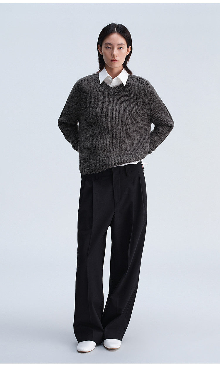 Vintage-Cut Drape Blend Casual Pants