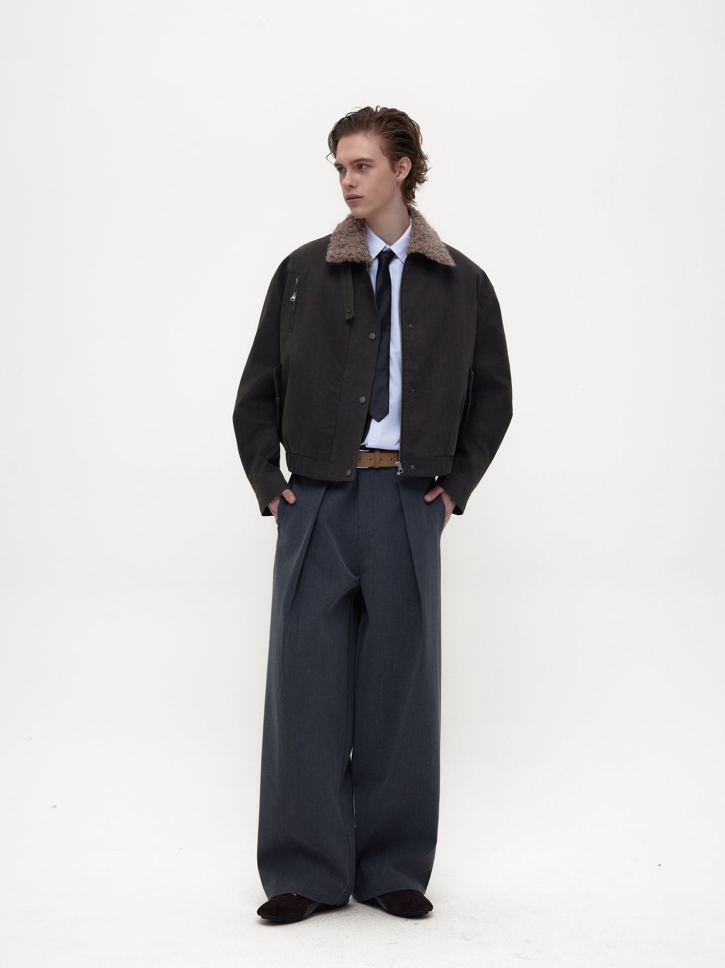 Fur Collar Wax-Coated Jacket