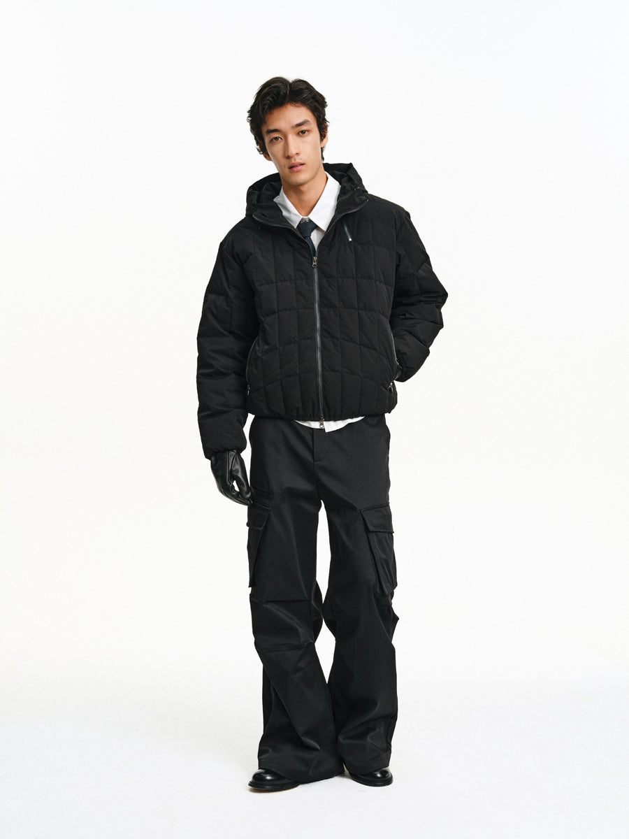 High-collar hooded down jacket