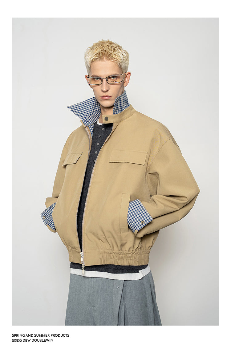 Retro Check Pattern Lapel Jacket