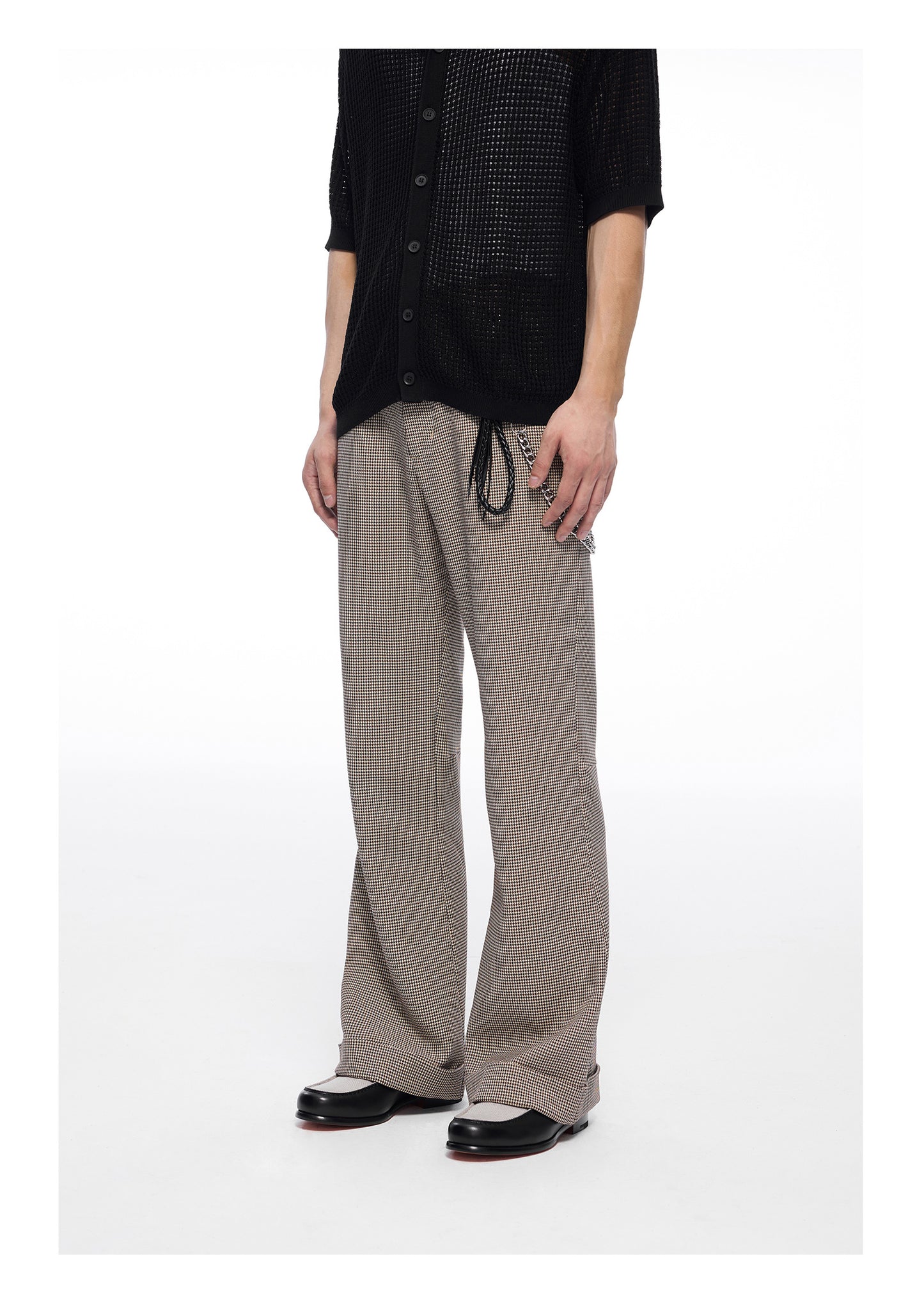 Chidori plaid straight casual pants