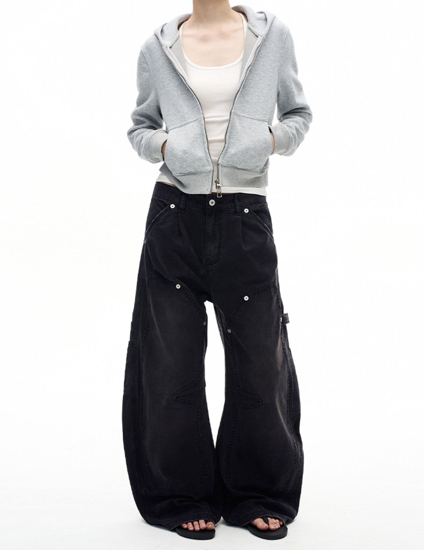 Loose Silhouette Distressed Casual Pants