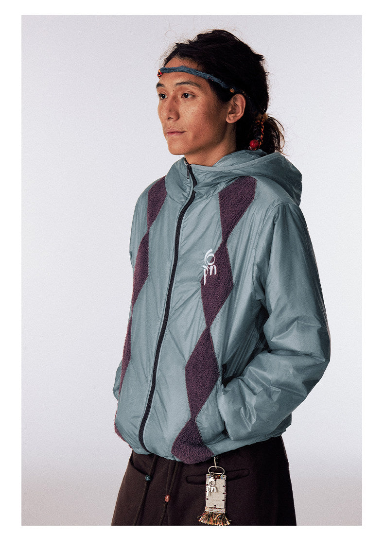 Diamond-Pattern Cotton Padded Jacket