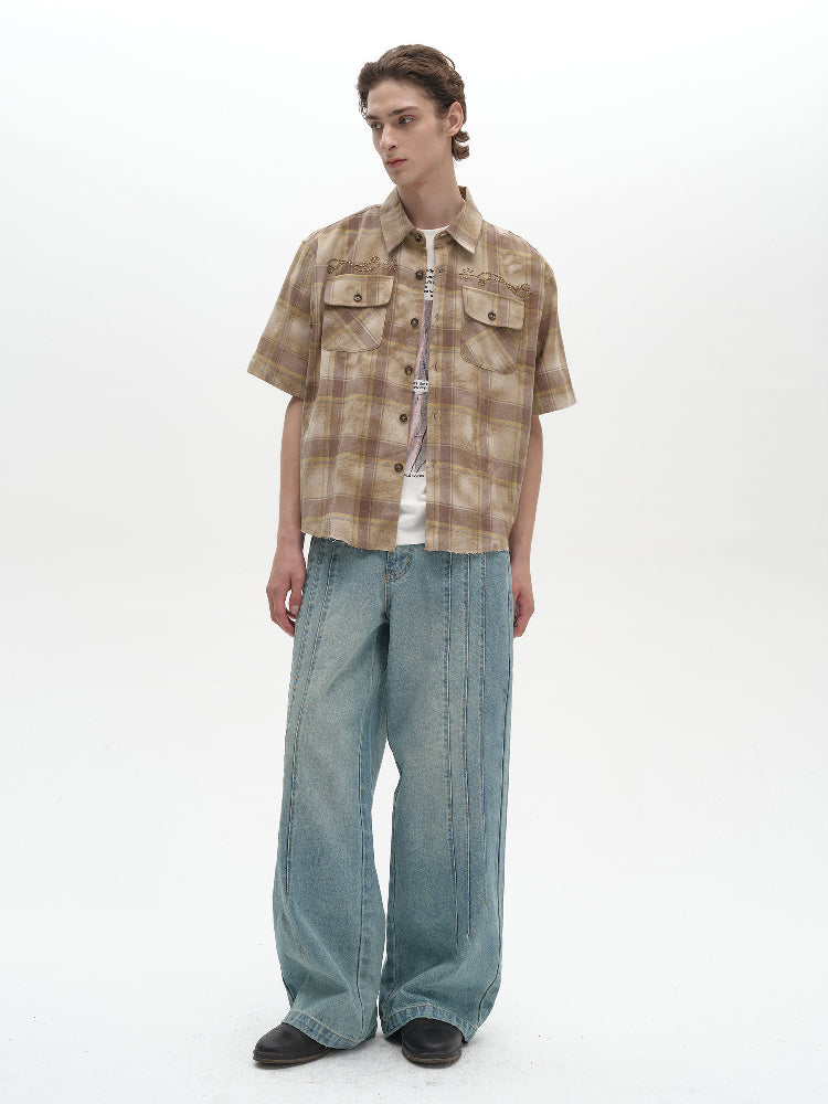 Washed plaid western shirt