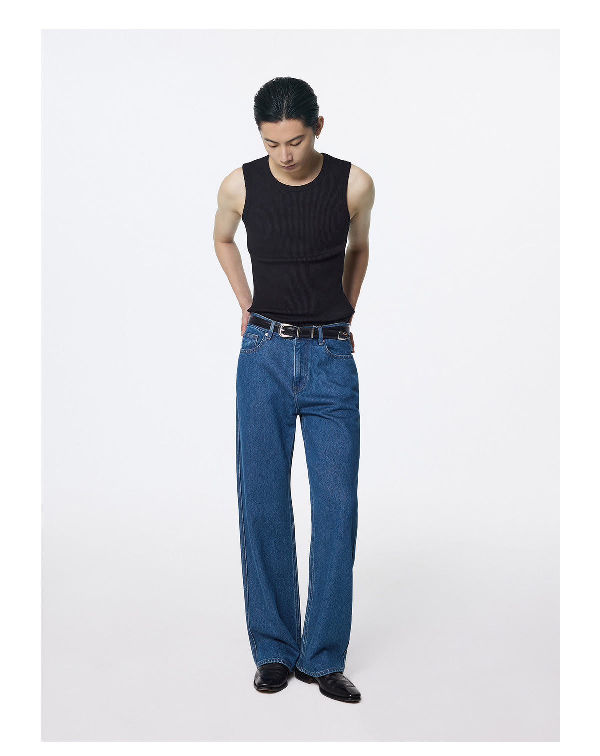 Tailored Washed Straight-Leg Jeans