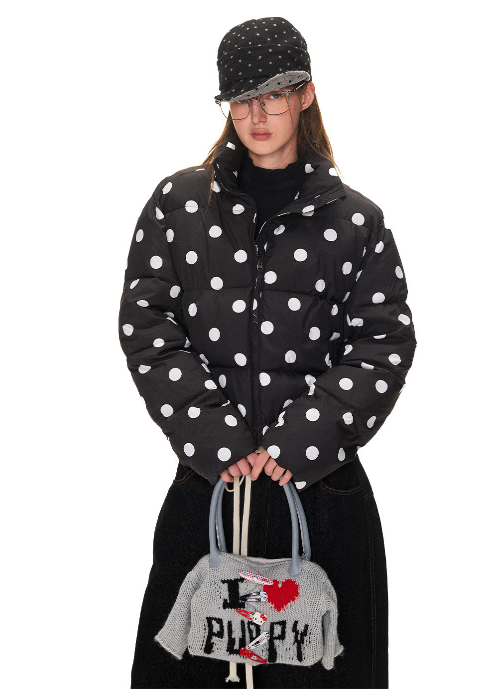 Letter Design Knit Bag