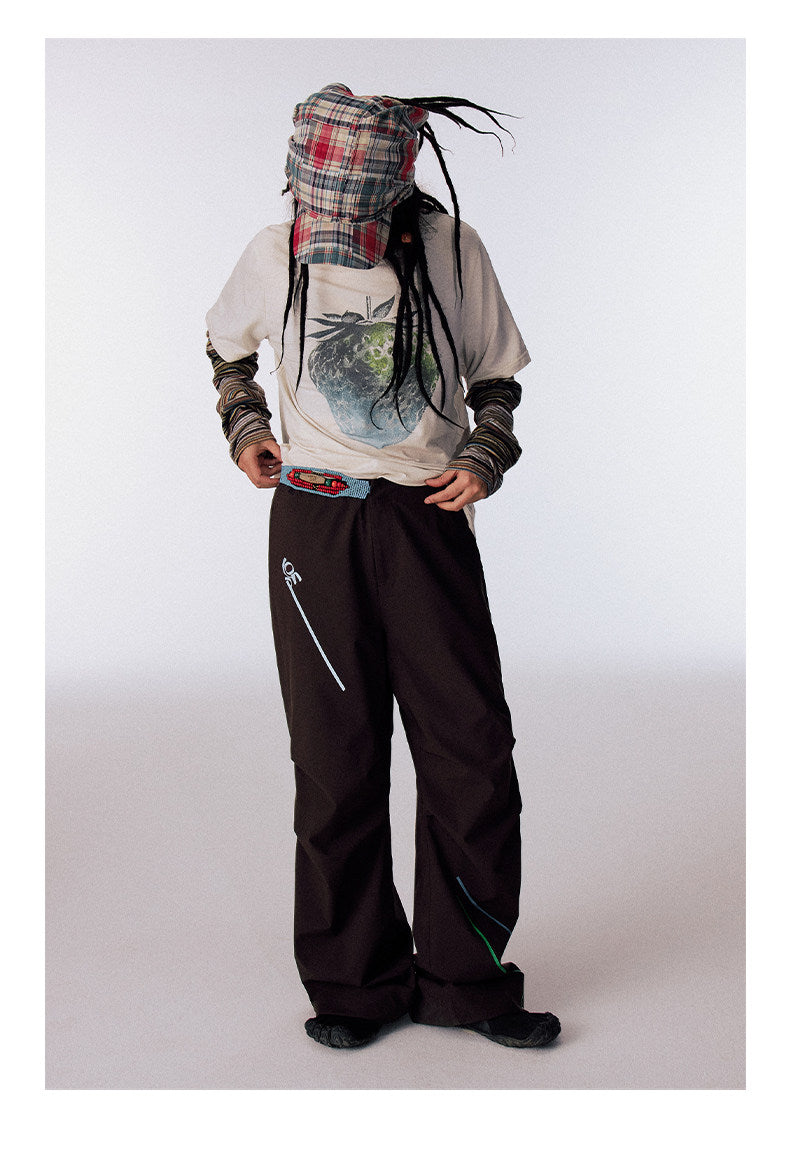 Hand-beaded waistband waterproof casual pants