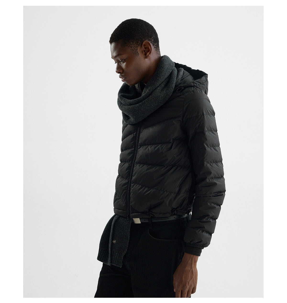Embossed Straight-Line Quilted Down Jacket