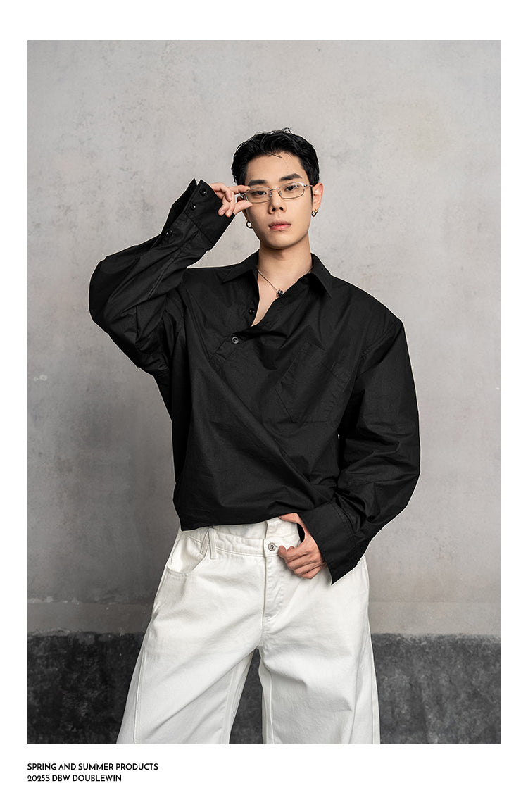 Asymmetrical Lapel Shirt