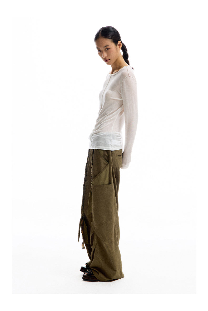 Wide leg scimitar casual pants