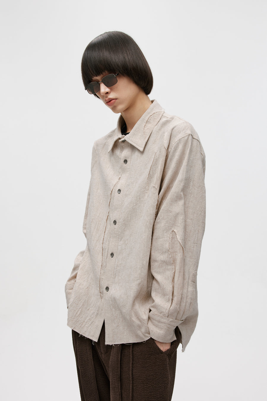 Raw-edge design jacquard shirt