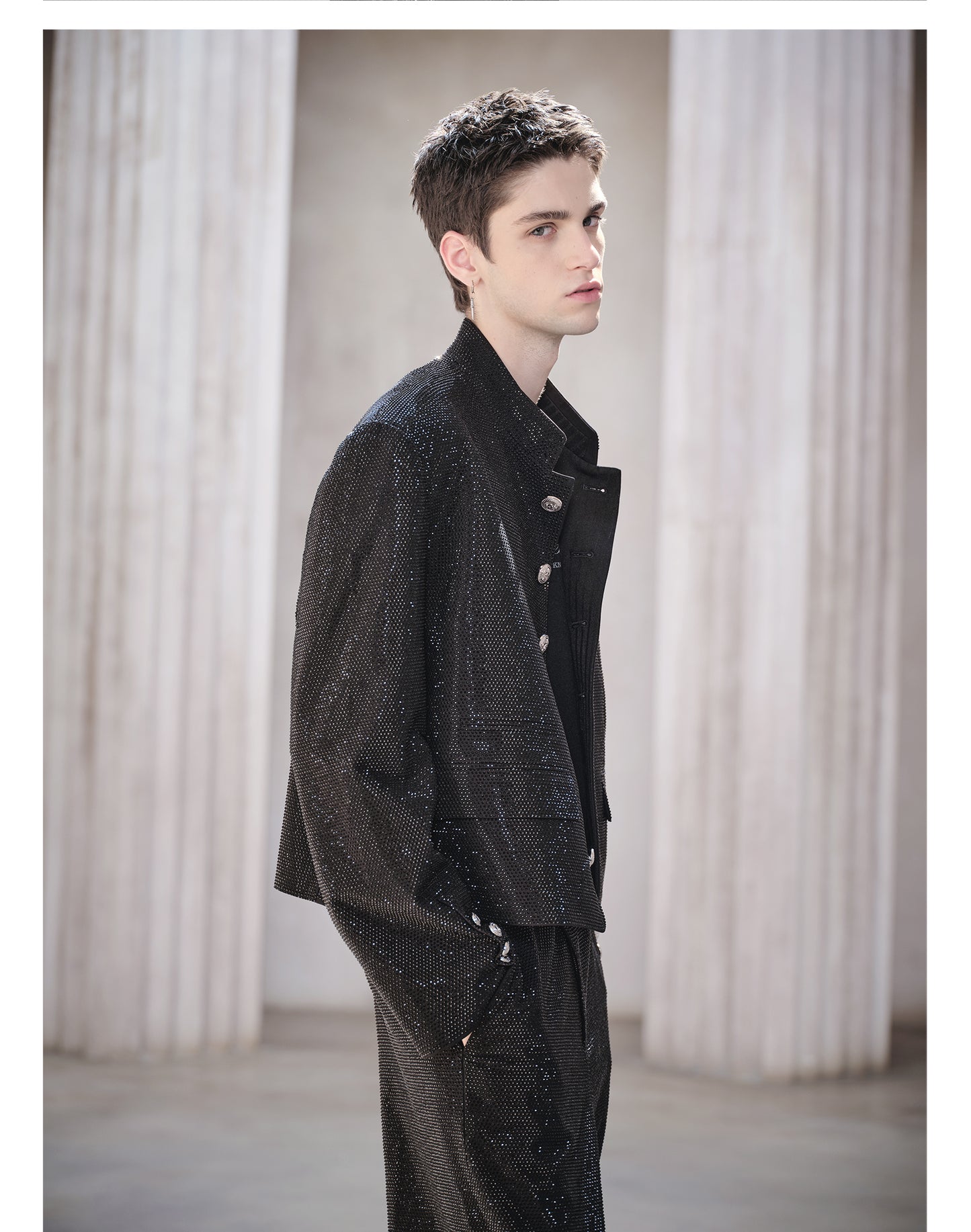 Full Rhinestone Design Jacket Set