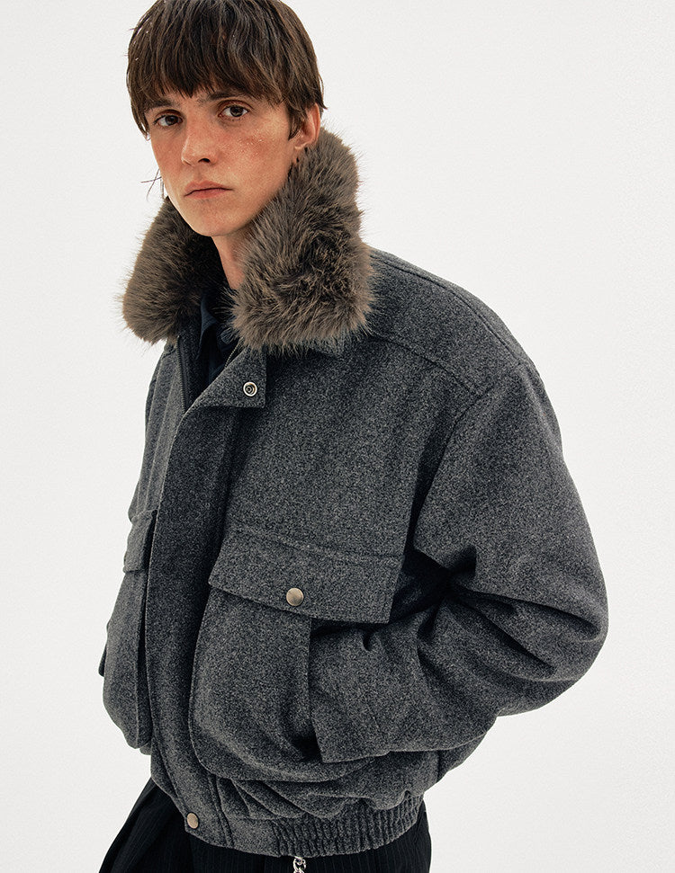 Old Money Style Fur Collar Jacket