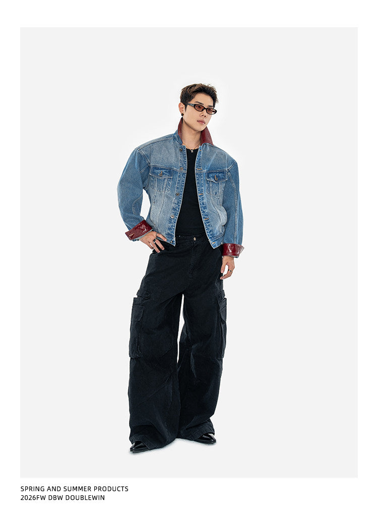 Oil-Waxed Leather Denim Jacket