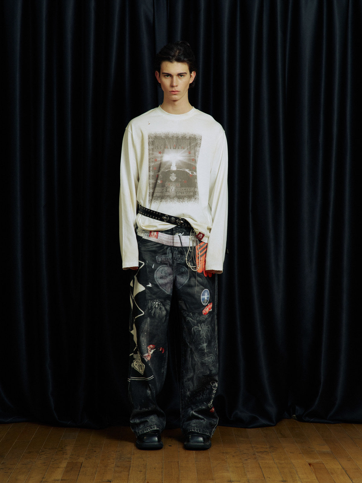 Digital-Print Denim Pants