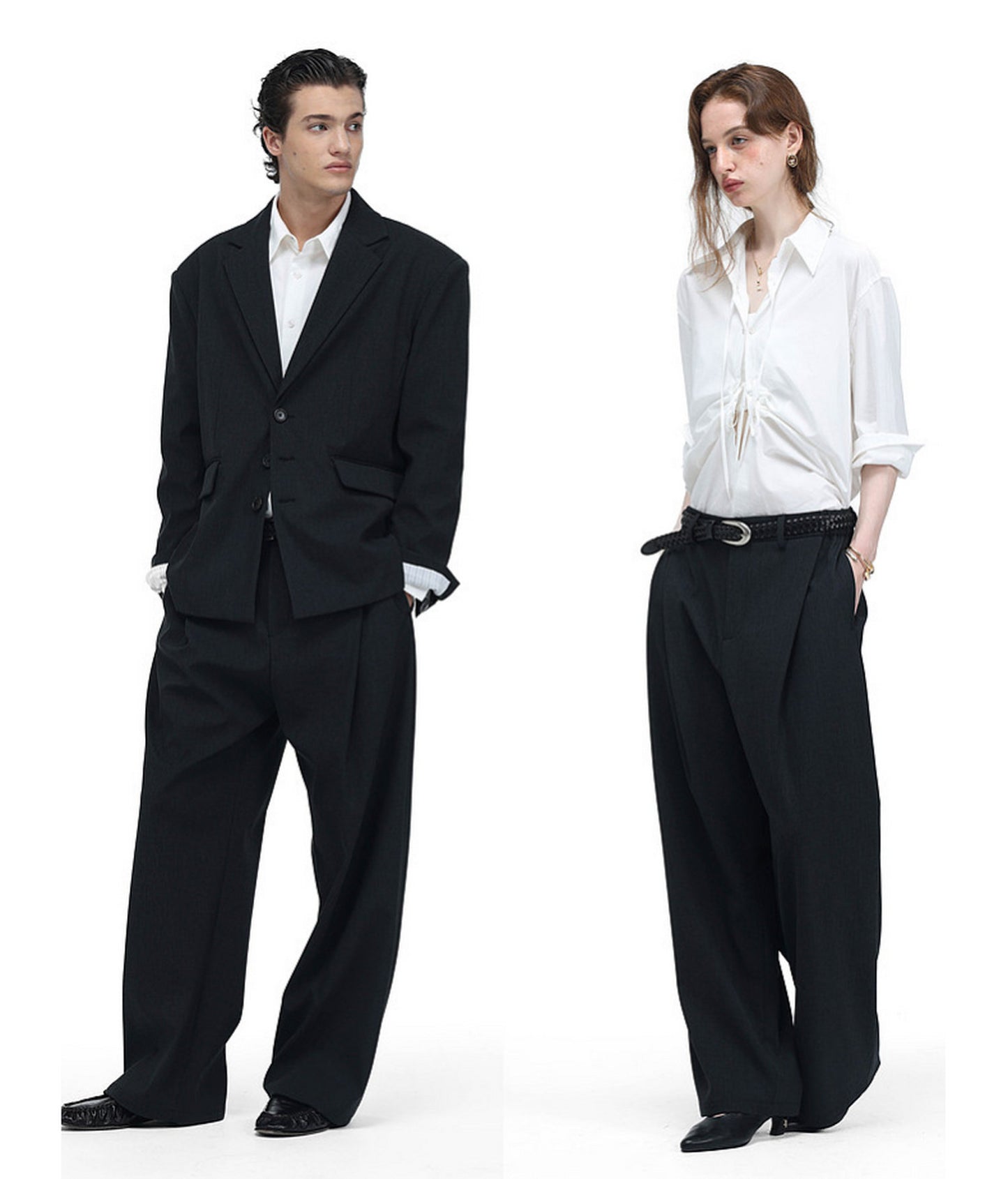 Vintage-Style Pleated Casual Pants