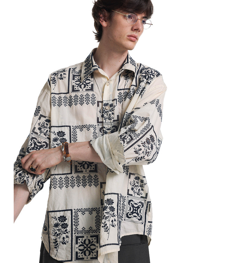 Embroidered contrast color shirt