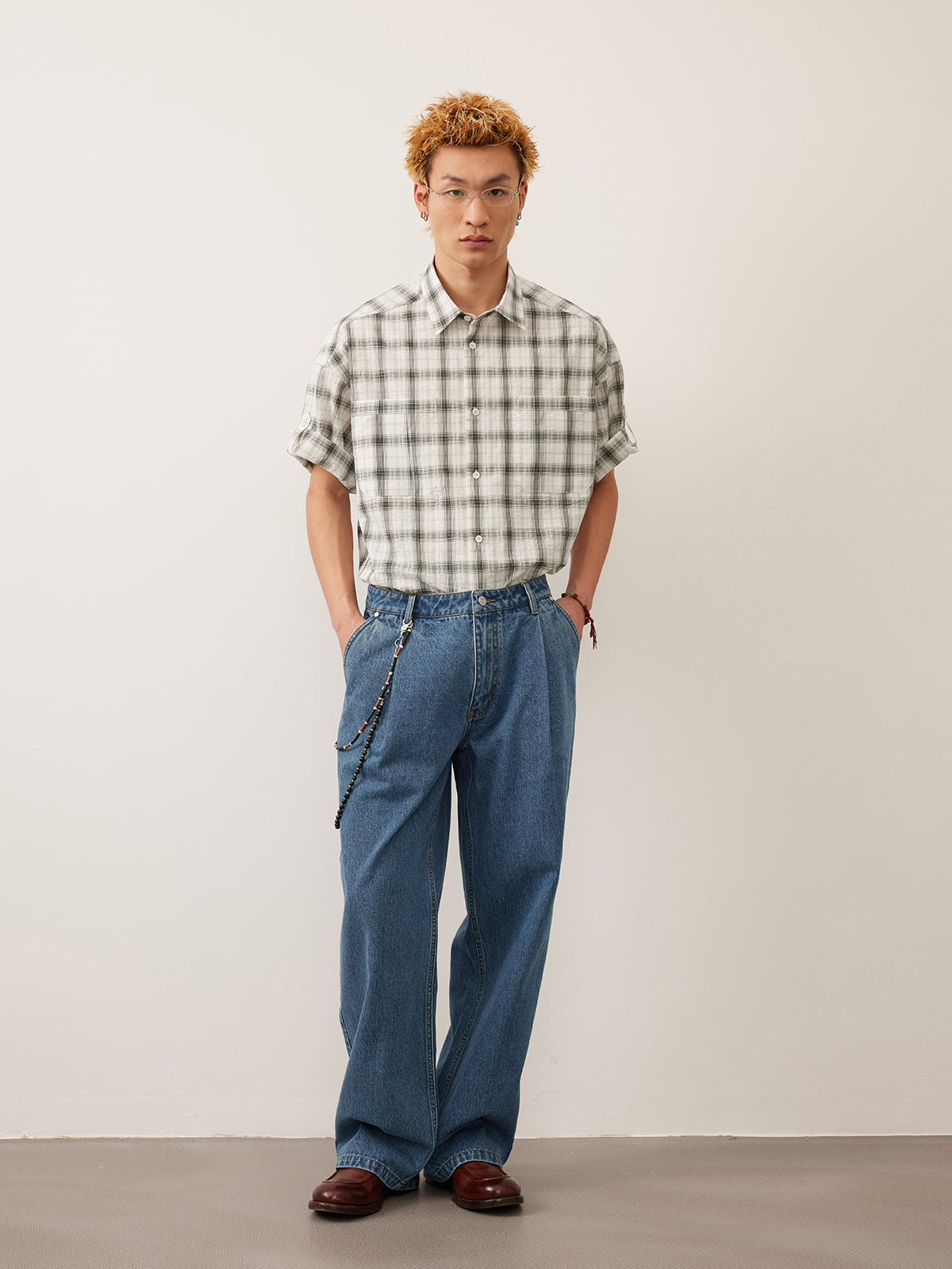 Single Pleats Loose Straight Jeans 12.25 oz.