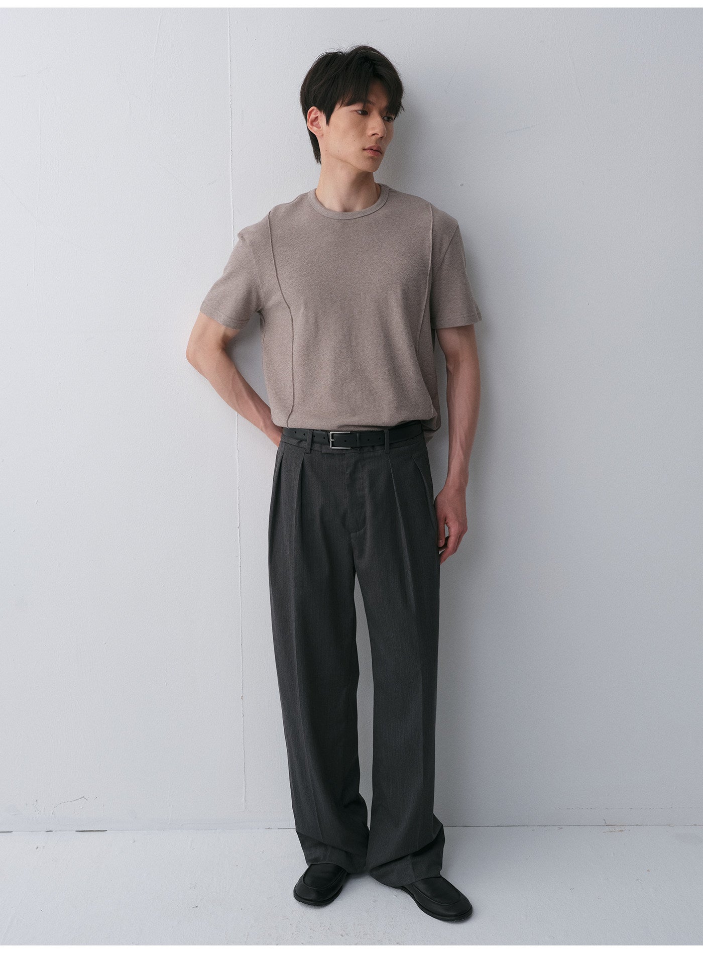Wool Double-Pleated Casual Pants