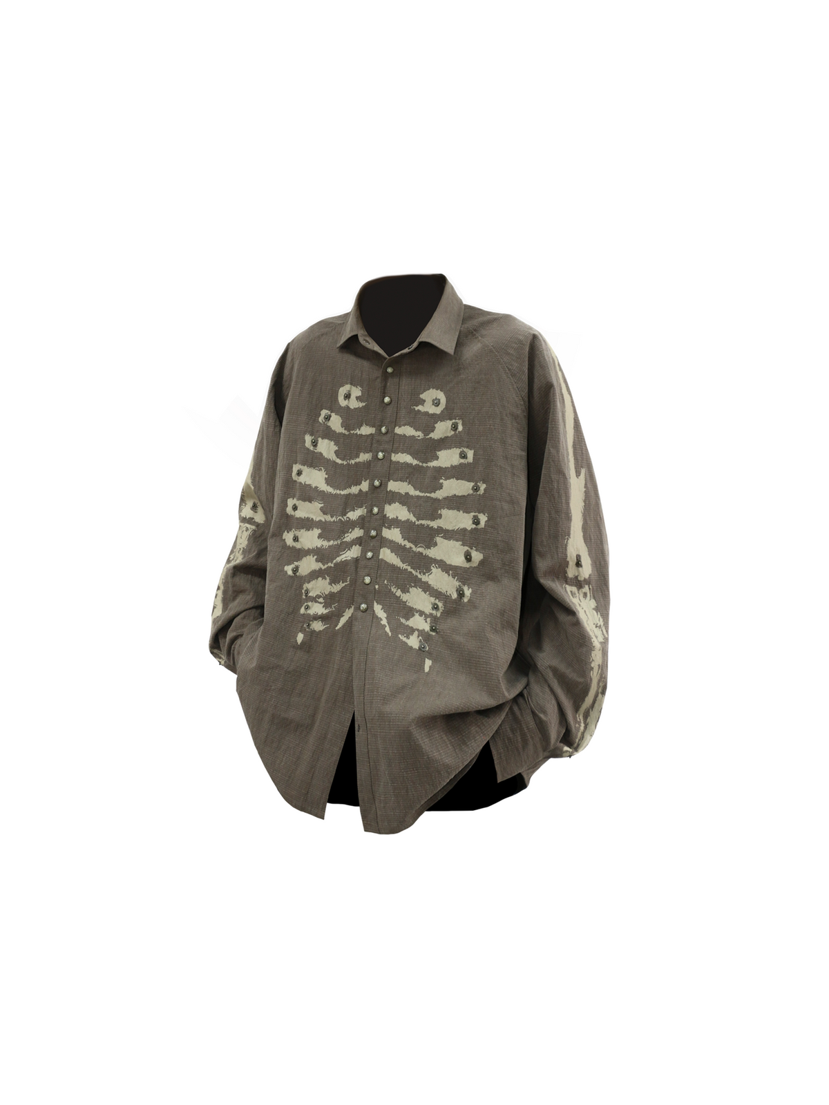 Rock-Style Rivet-Button Oversized Shirt