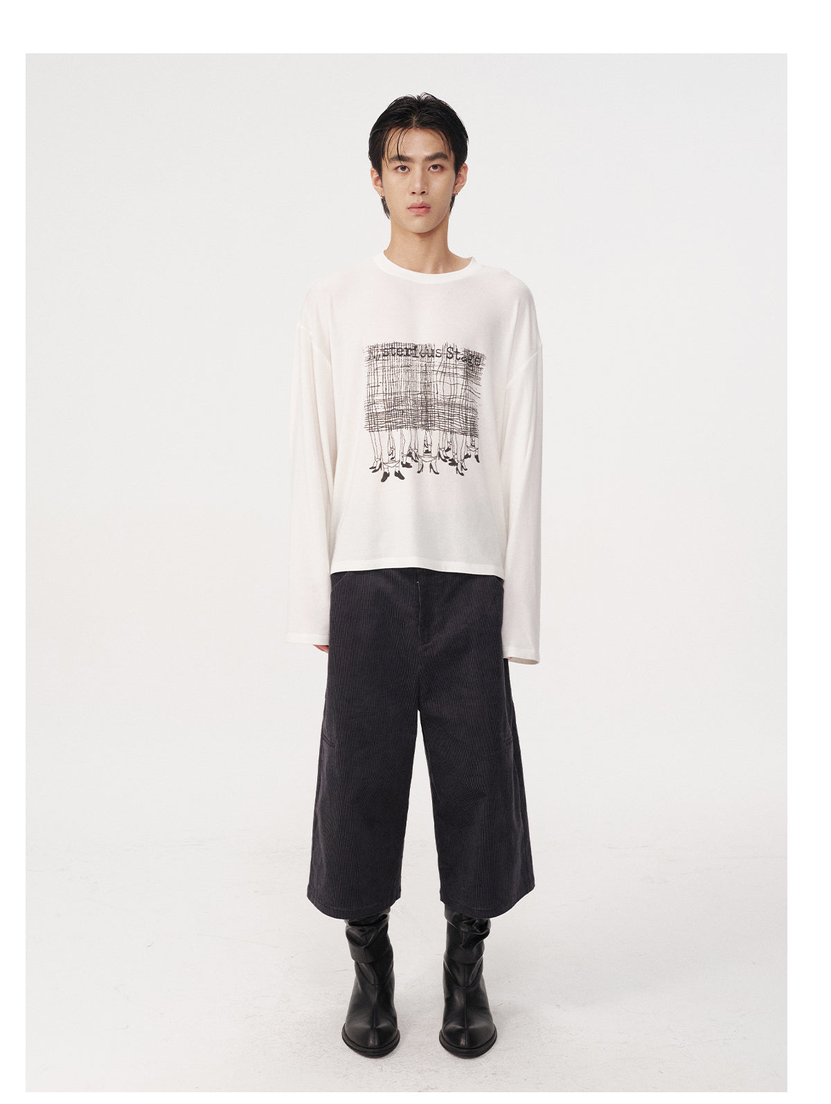 Striped corduroy cropped pants