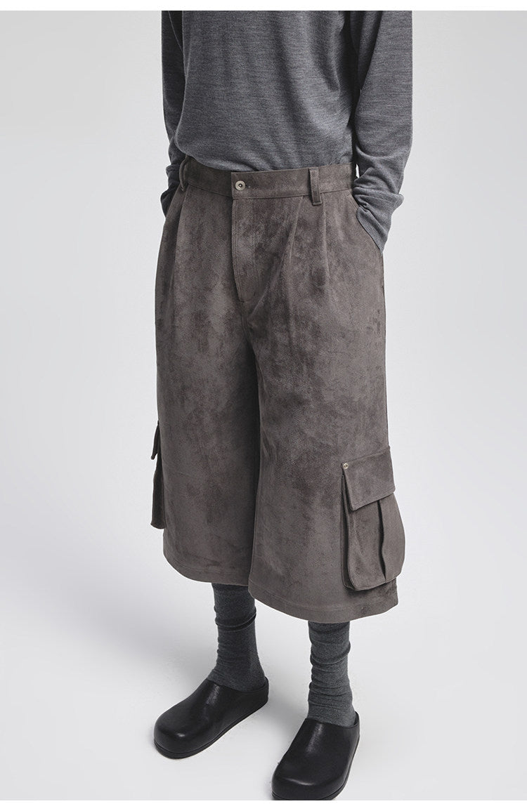 Faux Suede Cropped Shorts