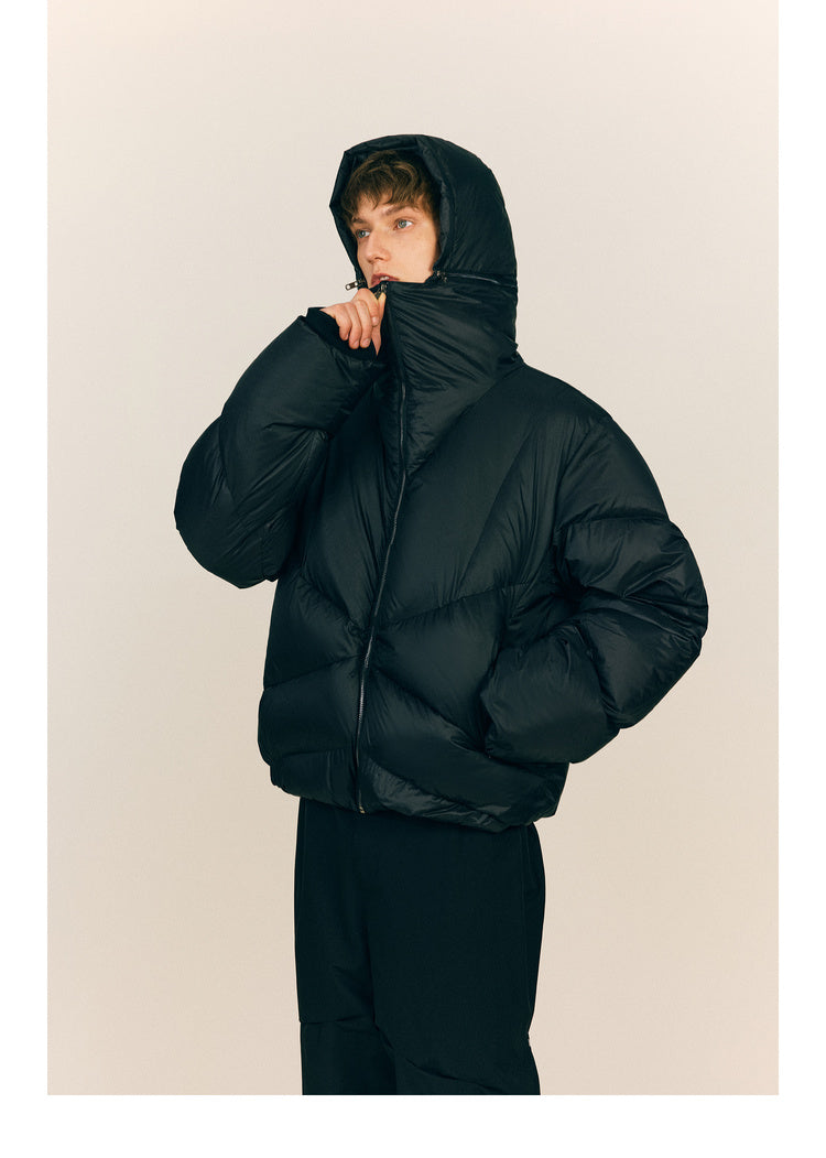 Down jacket with detachable hood