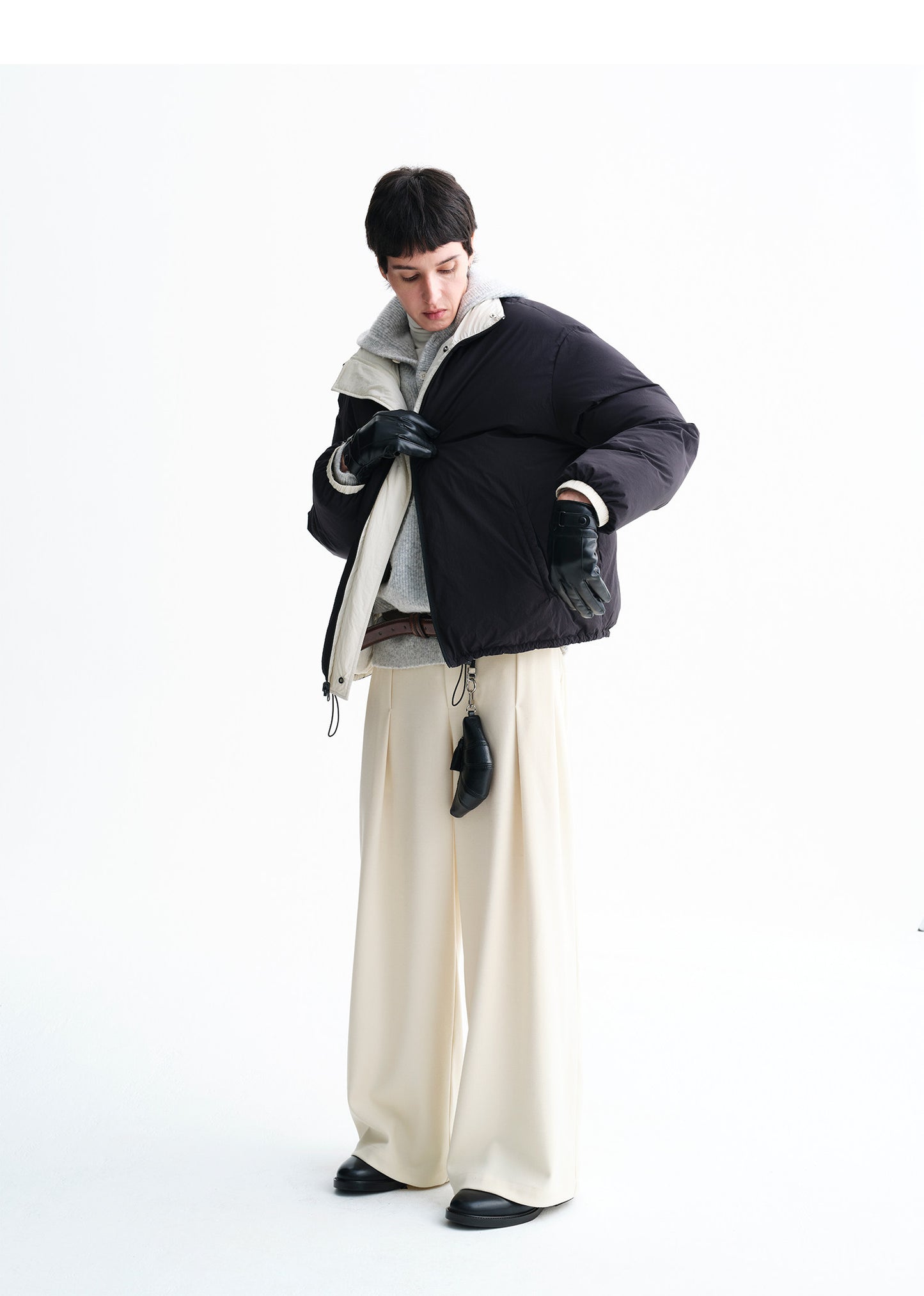 Unisex Pleated Wide-Leg Pants