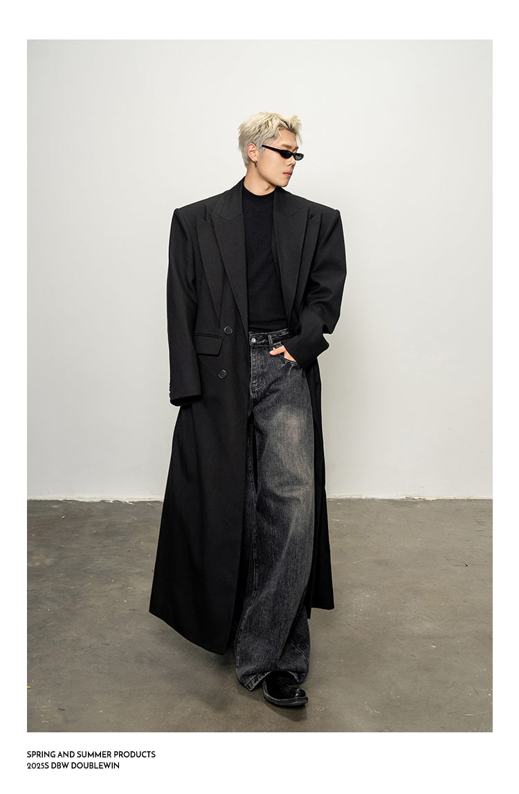 Faux Two-Piece Long Coat