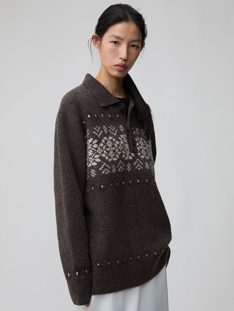 Polo Neck Pullover Sweater