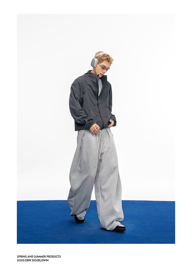 Casual Wide-Leg Sweatpants with Drawstring