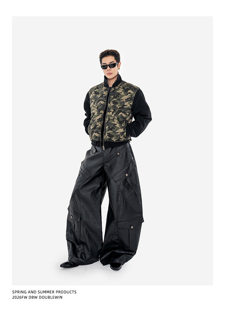 Wax-Finished Multi-Pocket Work Pants