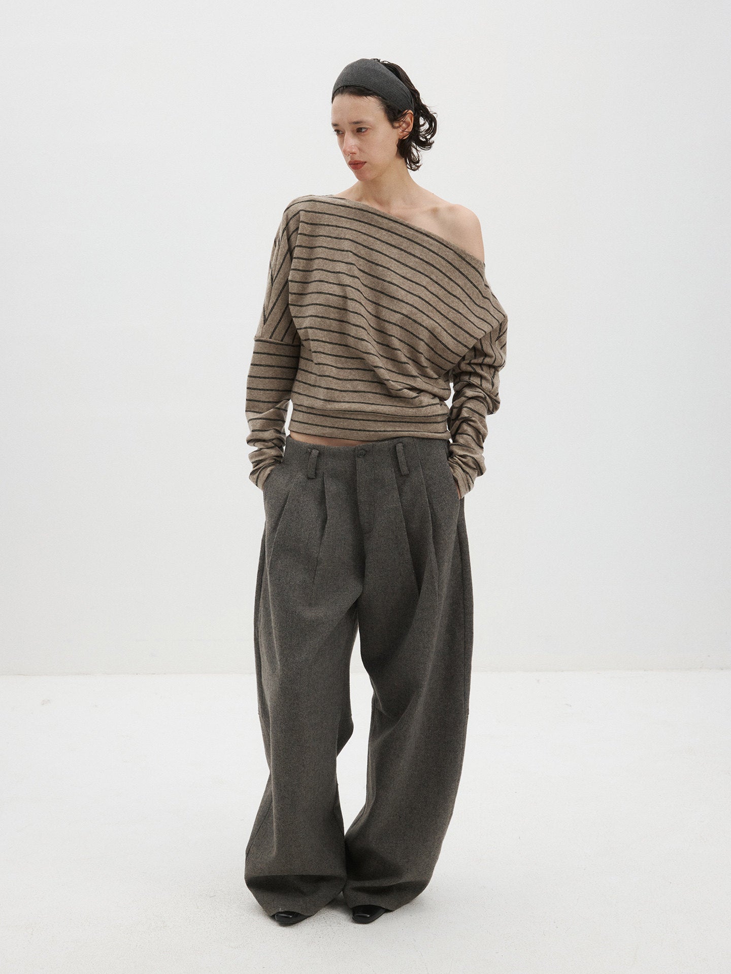 Striped Cross-Shoulder Knit