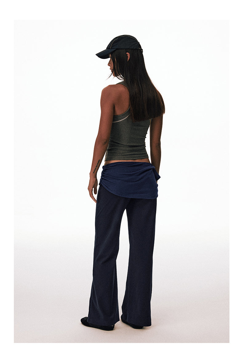 Low-Rise Faux Two-Piece Casual Pants