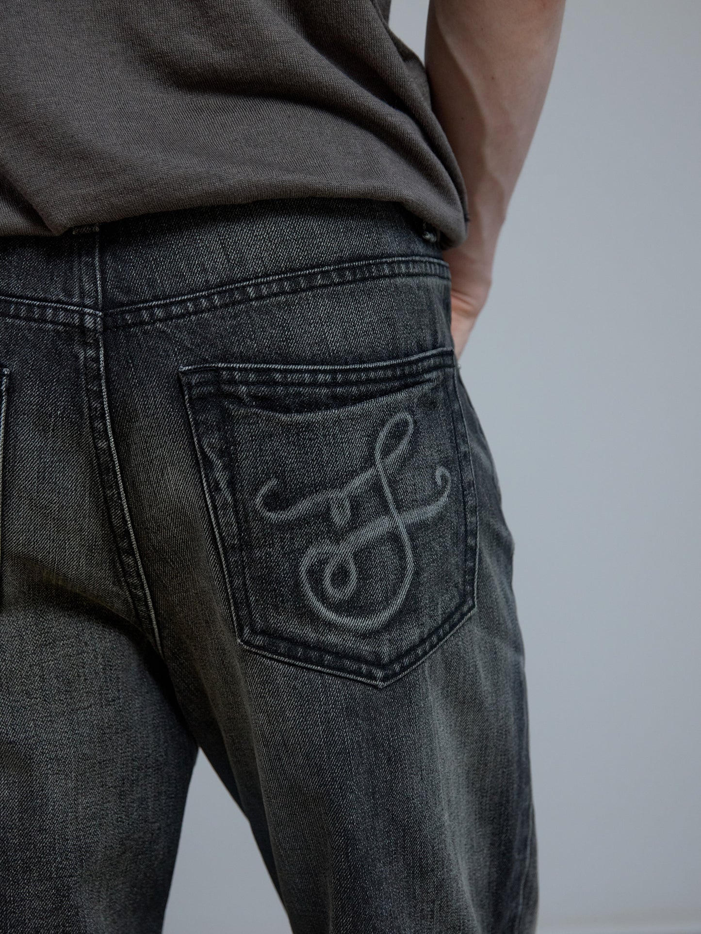 Vintage wash denim pants