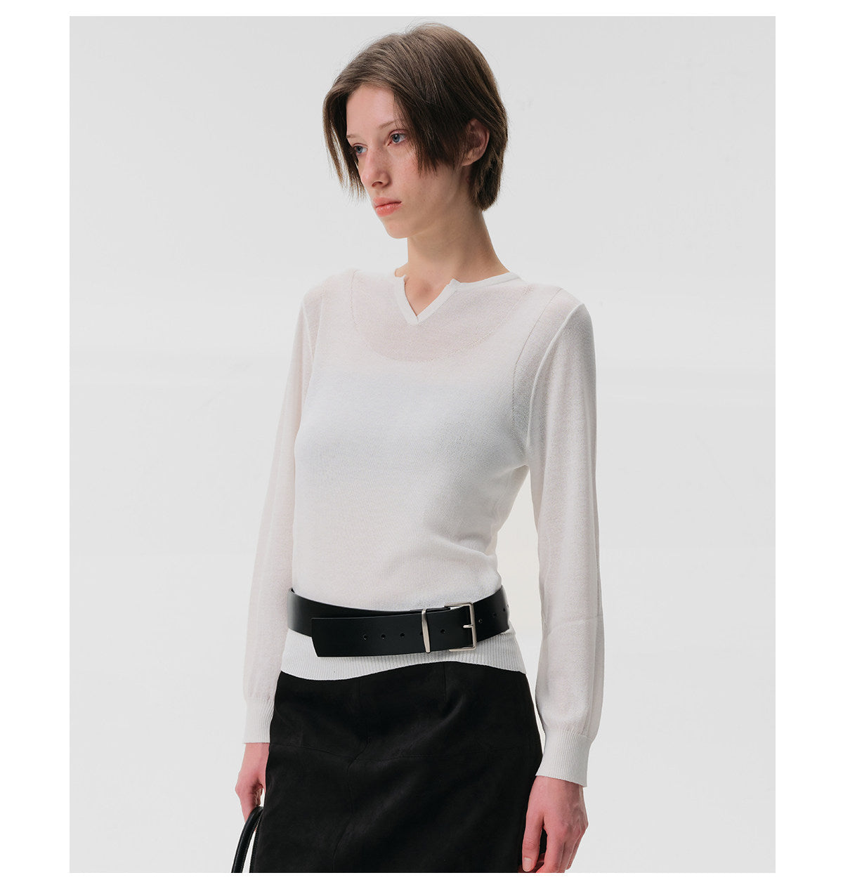Faux Two-Piece High-Twist Slim-Fit T-Shirt