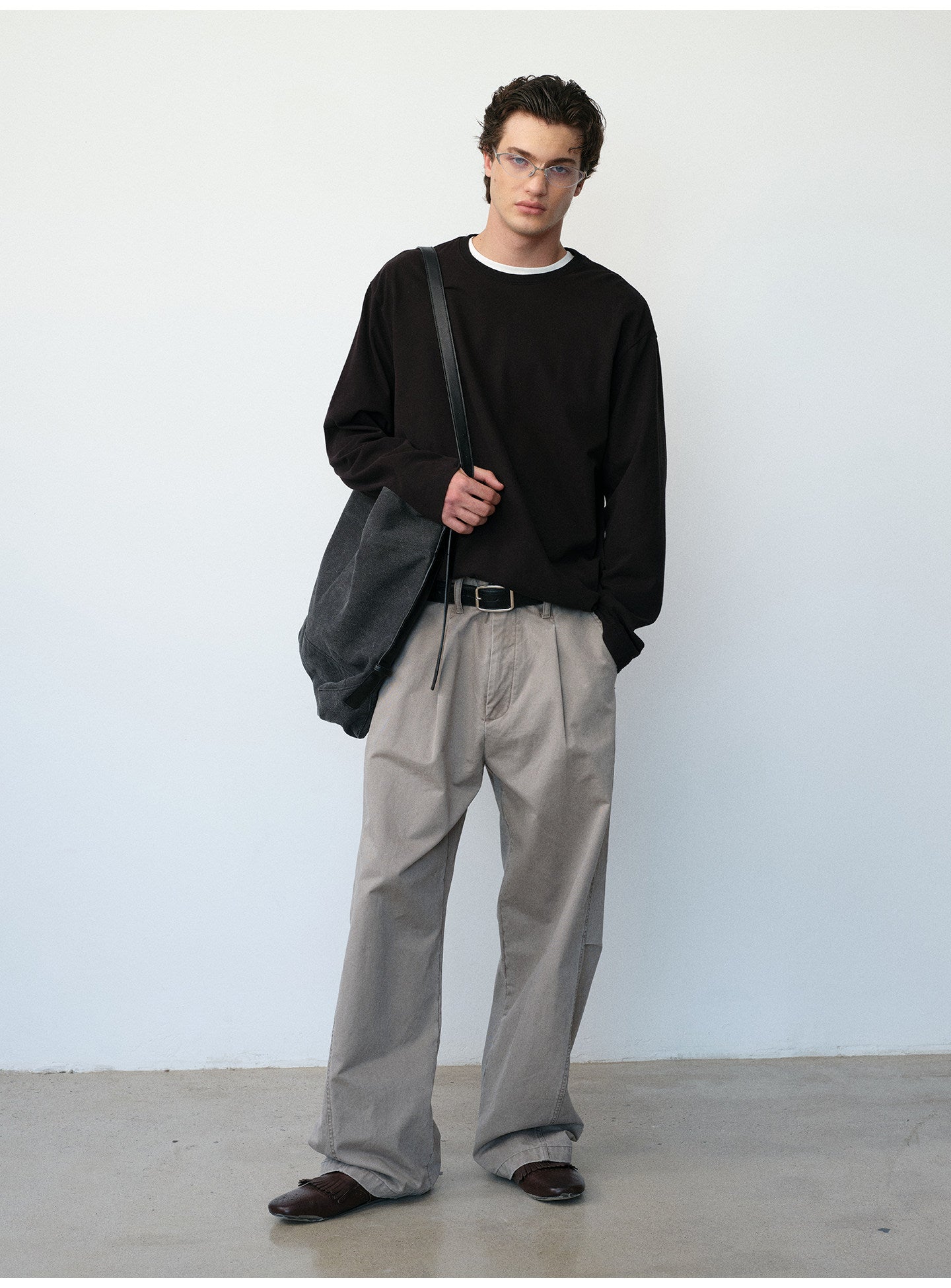 Brushed Cotton Crew Neck Basic T-Shirt