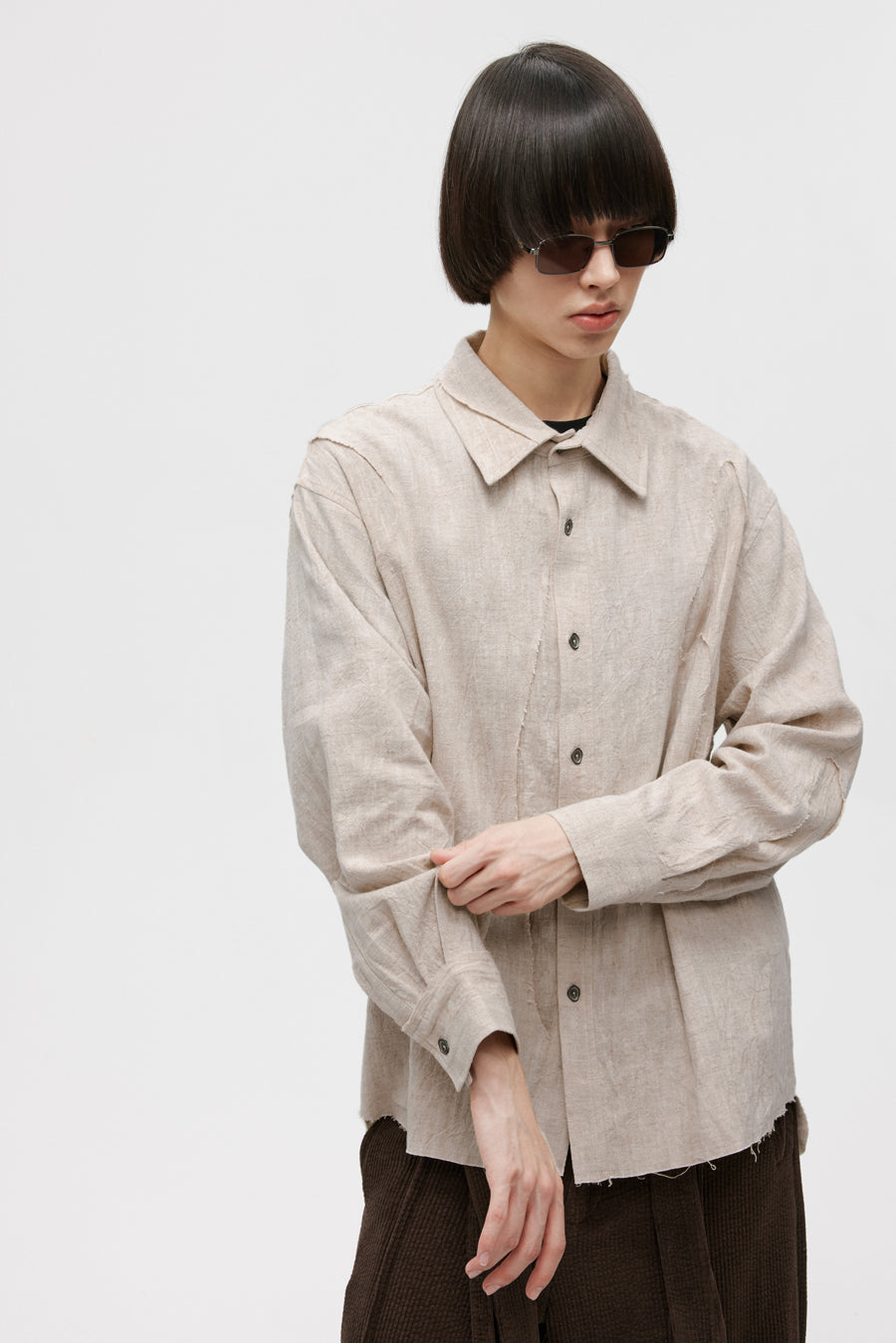 Raw-edge design jacquard shirt