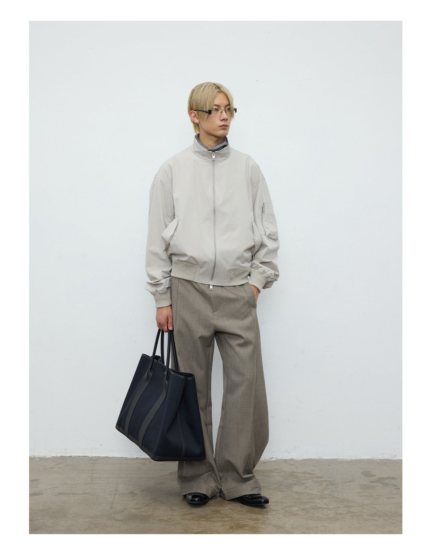 Stand Collar Pleated Casual Jacket