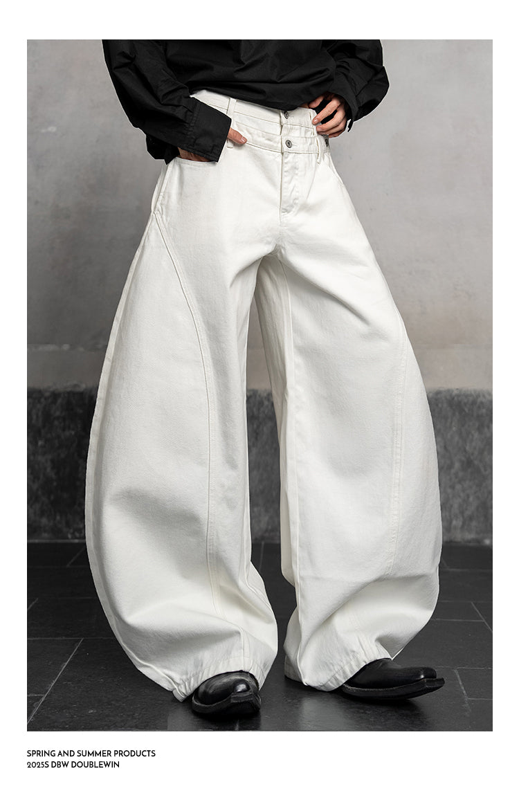 Double waist denim pants