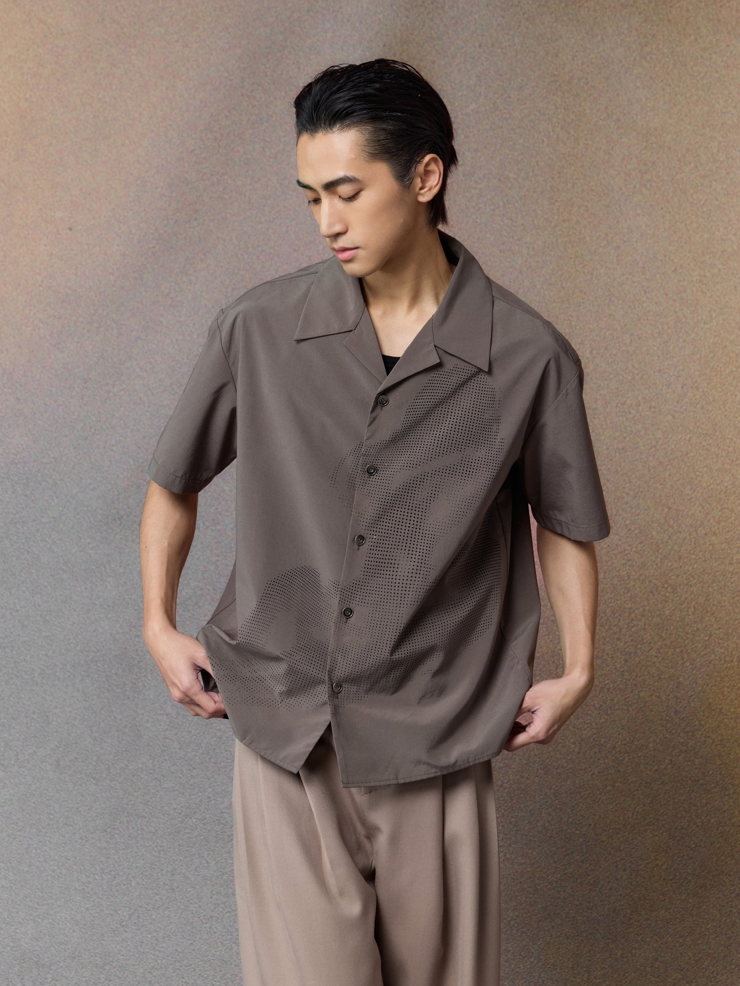 Laser-Cut Cuban-Collar Shirt