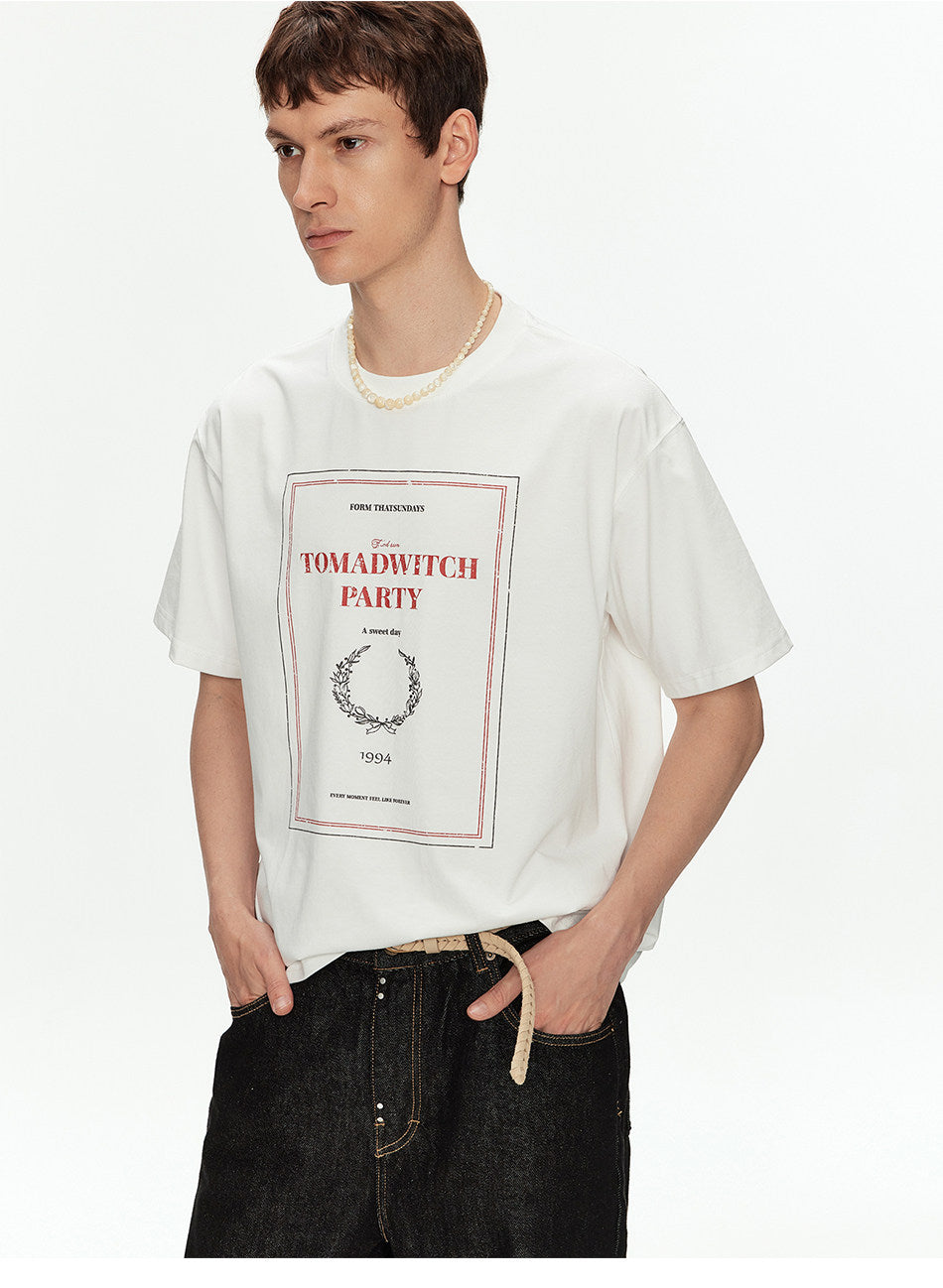 Printed Loose-Fit Drop-Shoulder T-Shirt